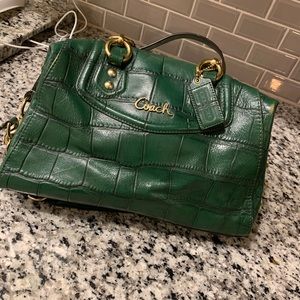 Coach green purse croc leather